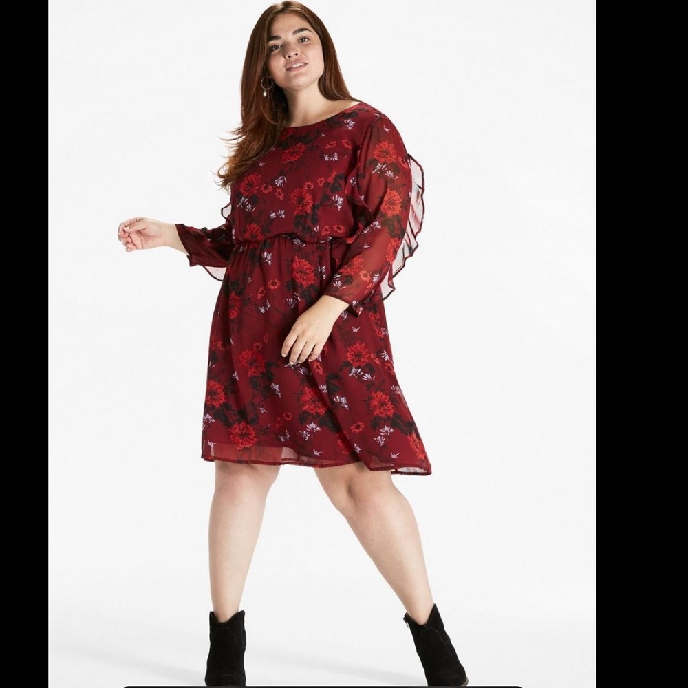 Multi colored Burgundyknee length dress. LUCKY Brand